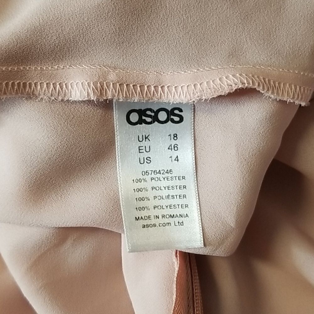 Asos Iridescent Rose Gold Pink Polkadot Dress 14 - Picture 5 of 7